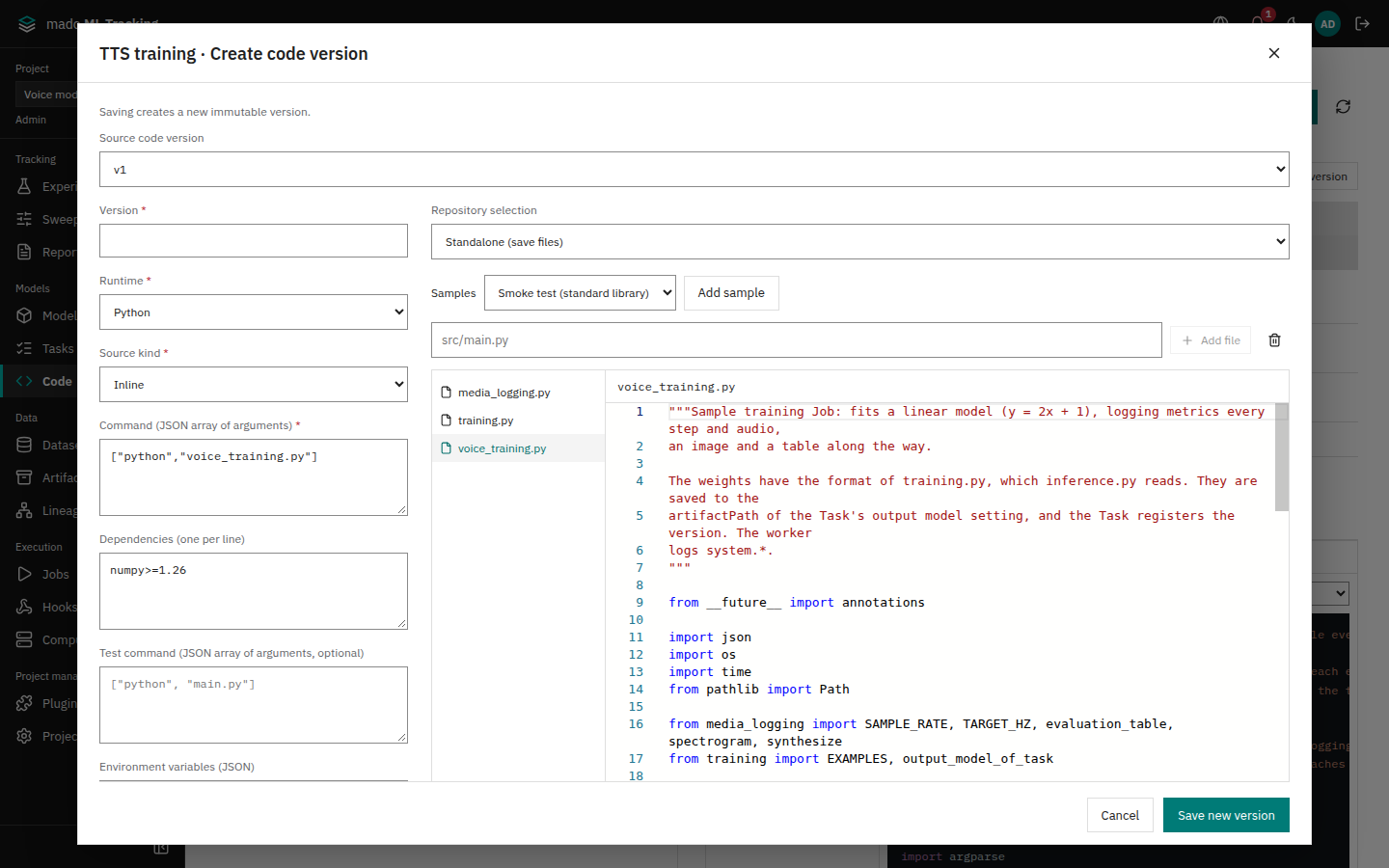 The code version editor
