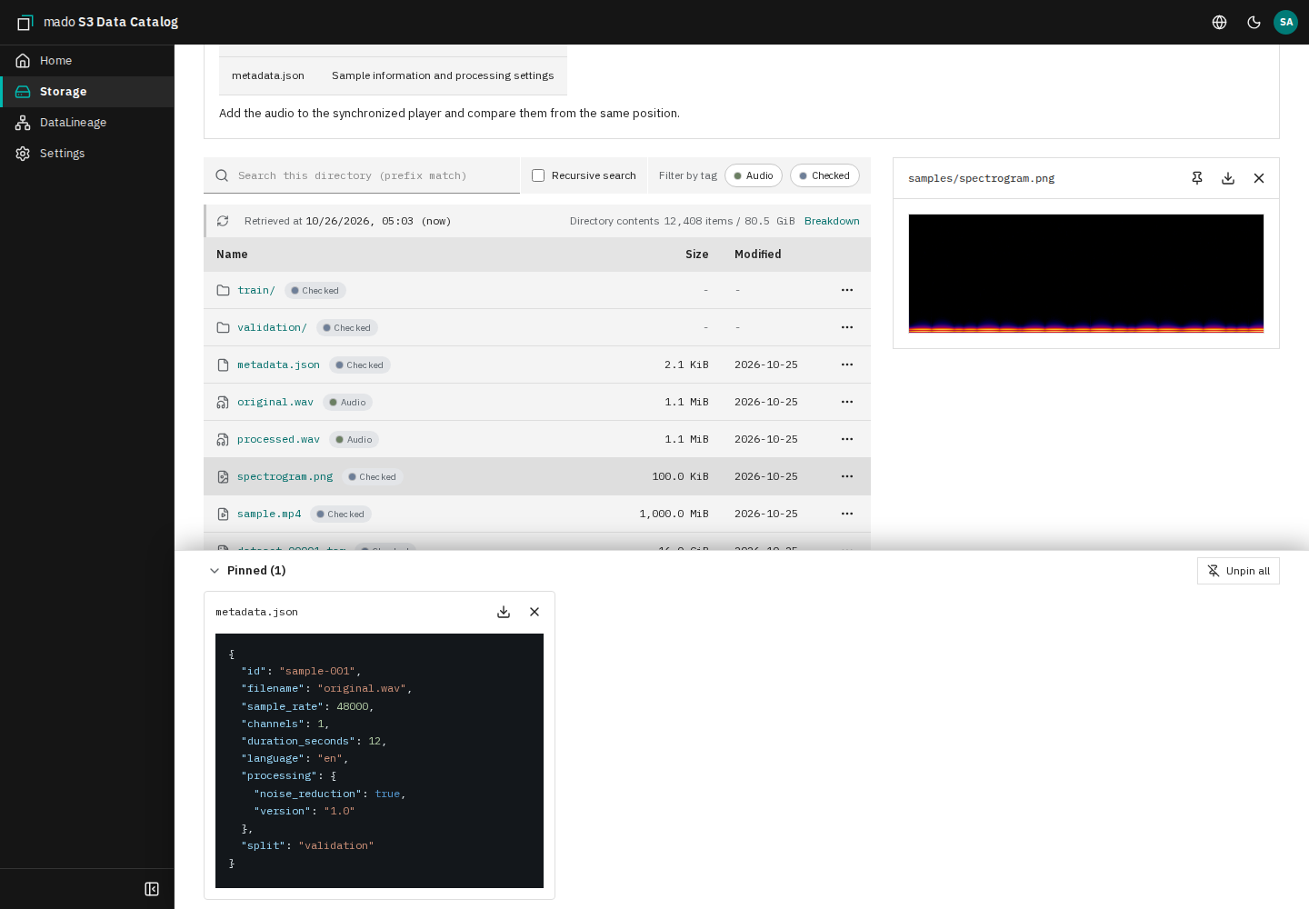 An image opened while JSON stays pinned at the bottom of the screen