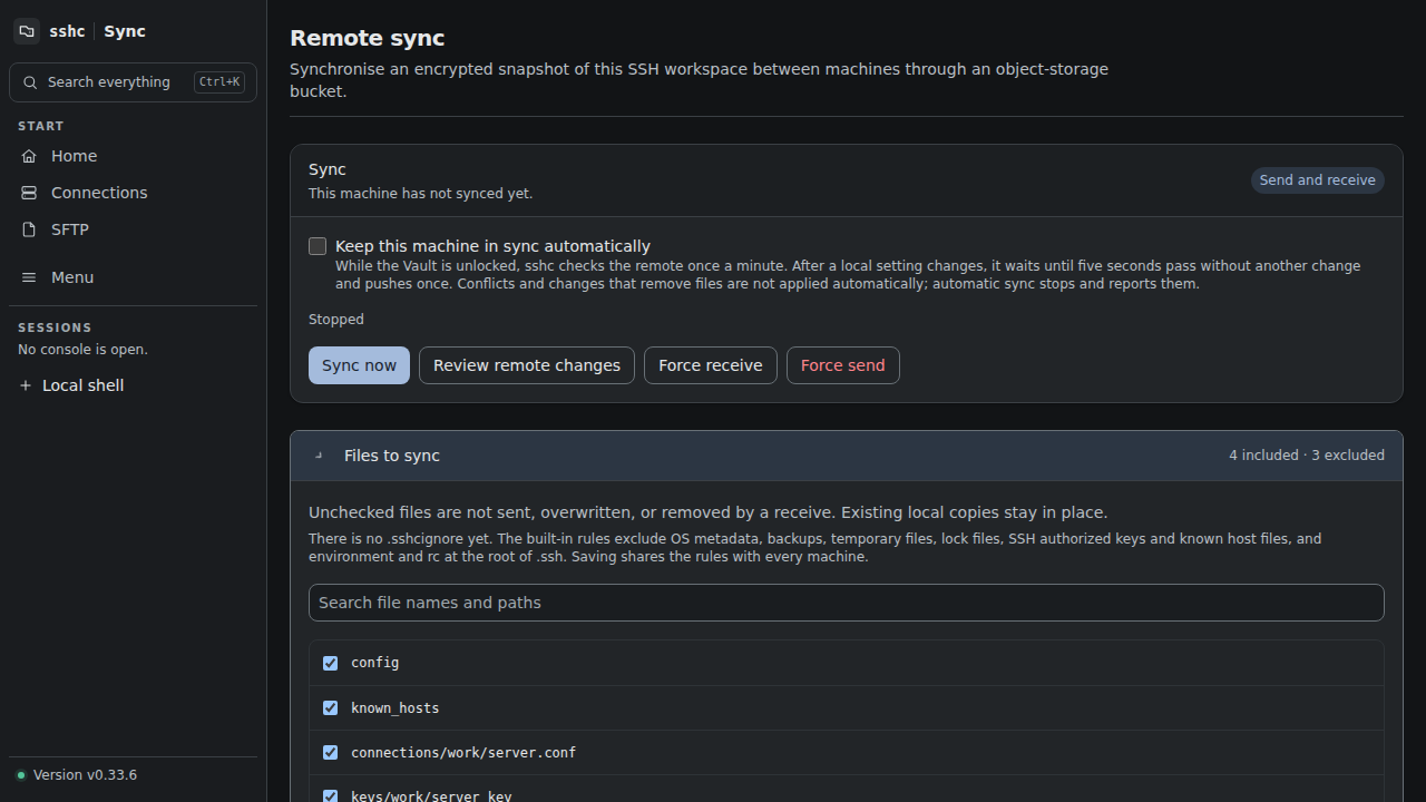Search and exclude files from synchronization